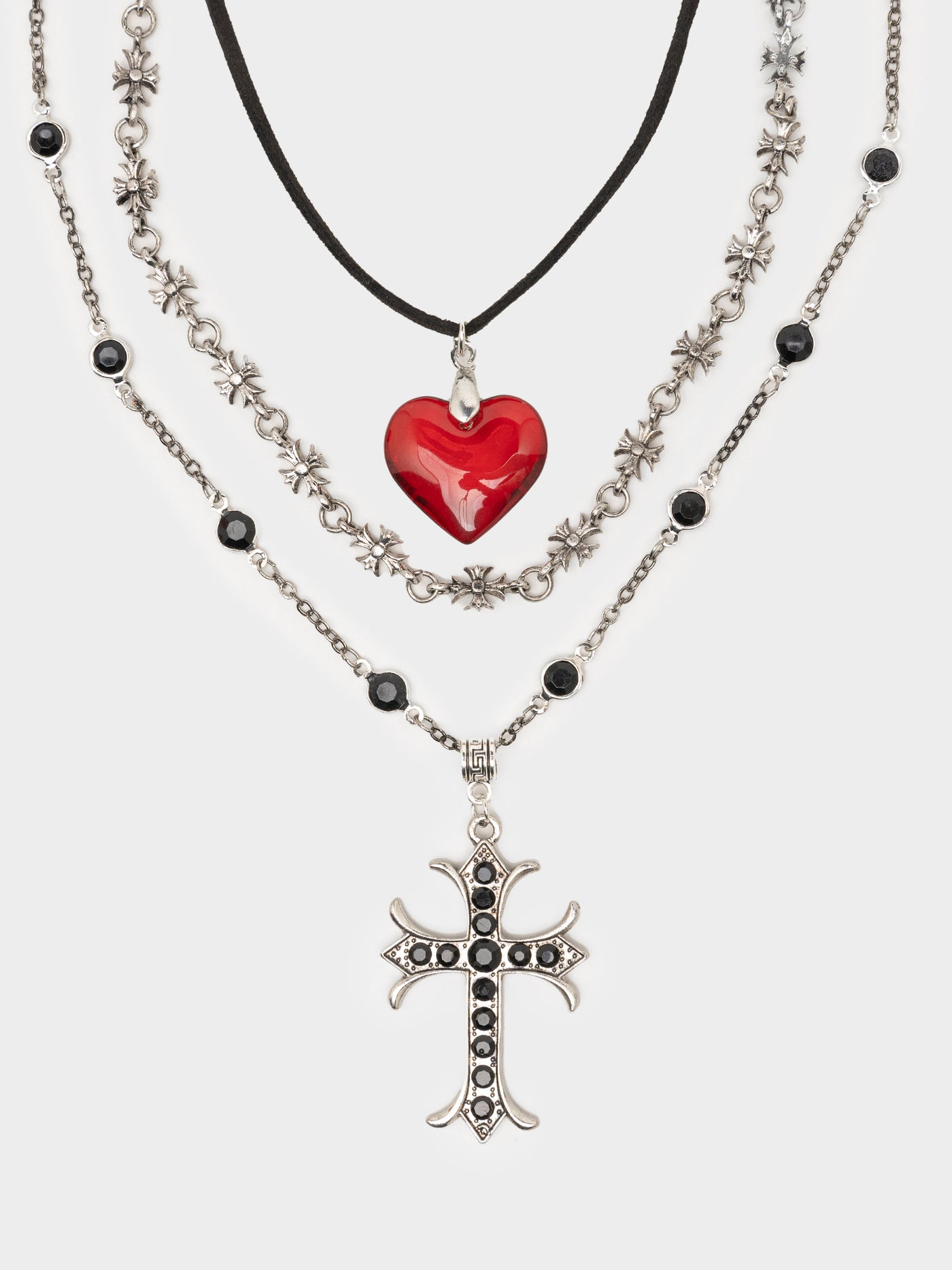 Love Heart & Cross Pendant Necklace