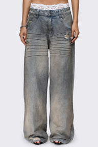 Rift Dirty Blue Straight Baggy Jeans