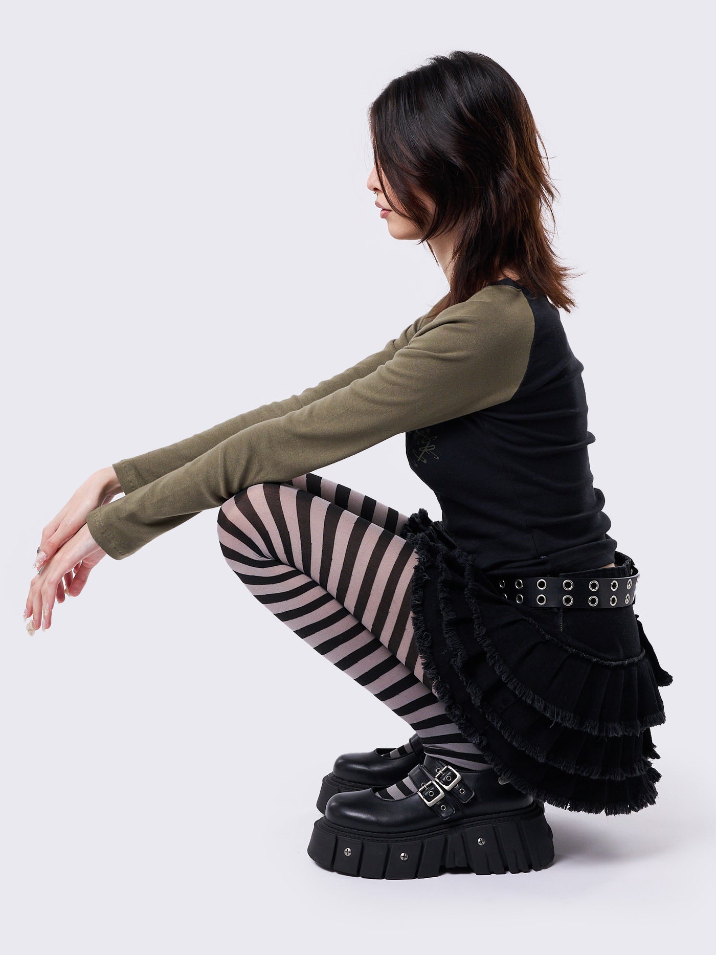 Grey Kids Striped Tights Style# 1271