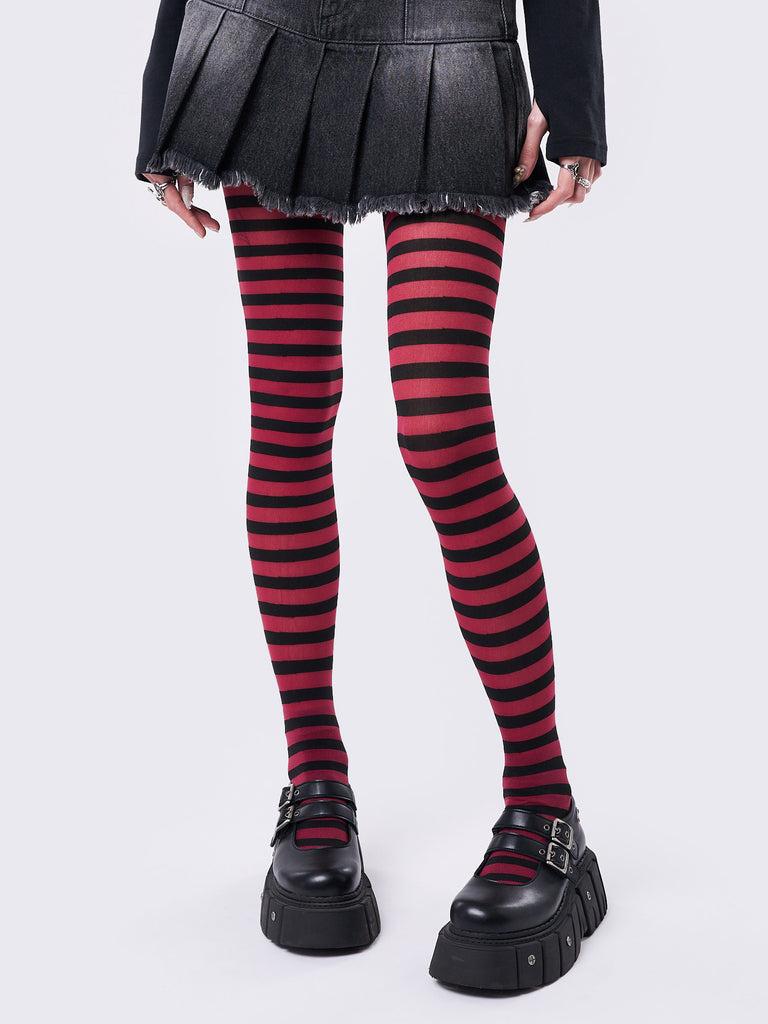 Grey and Black Striped Tights  Minga London – Minga London EU