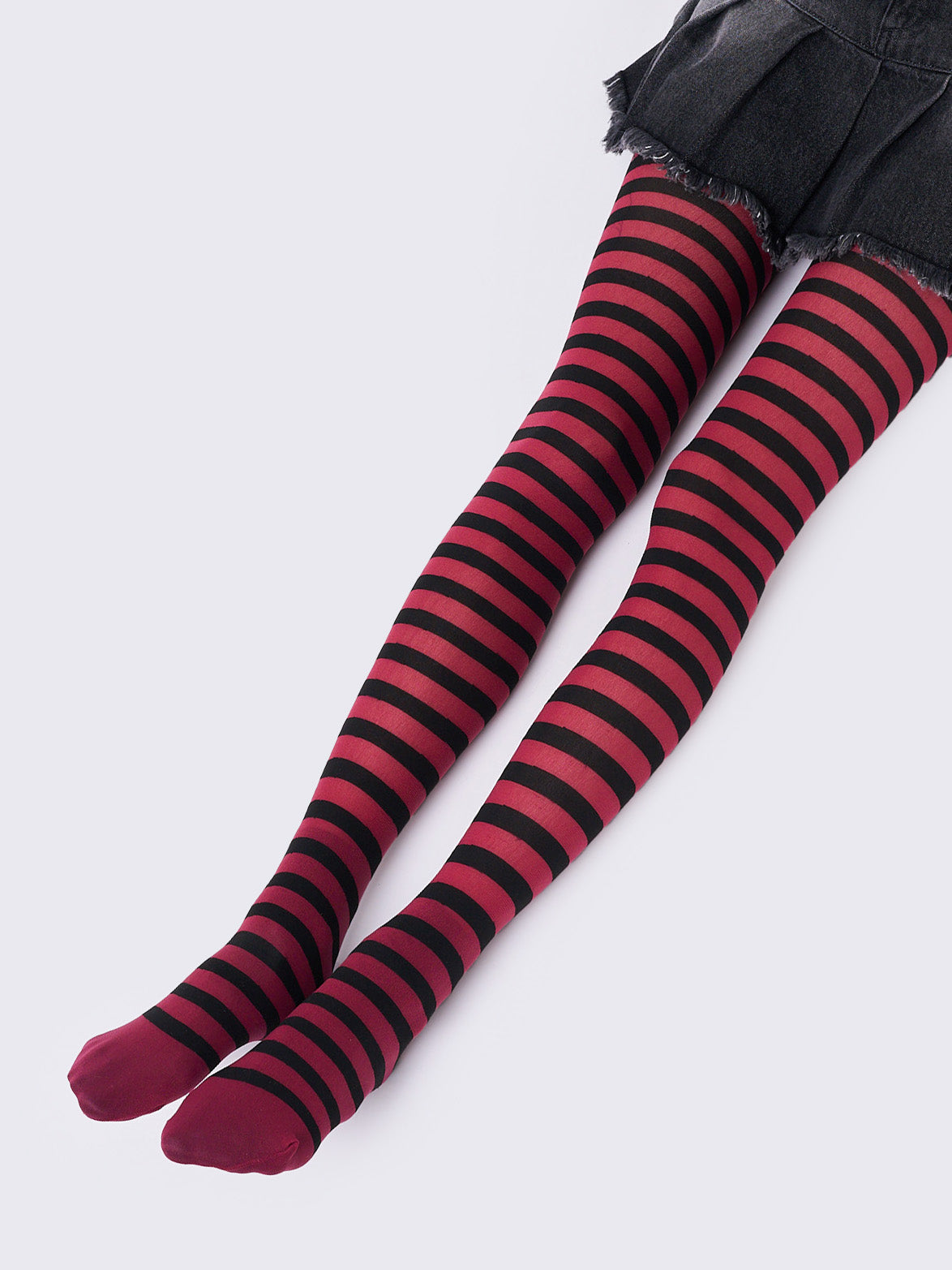 Aoki Red & Black Striped Tights