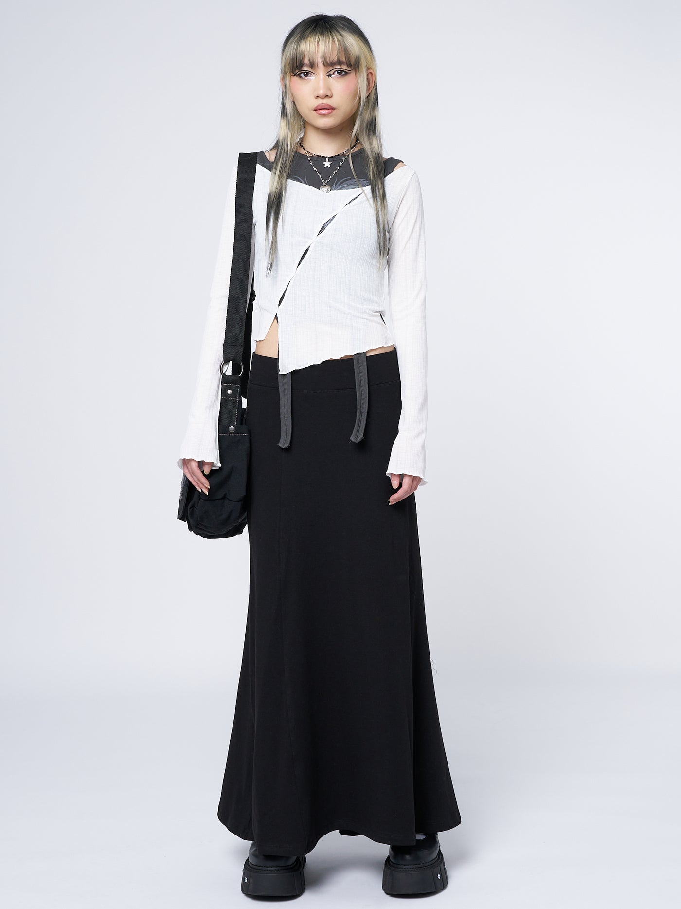 Aria Black Lined Maxi Skirt - Minga EU