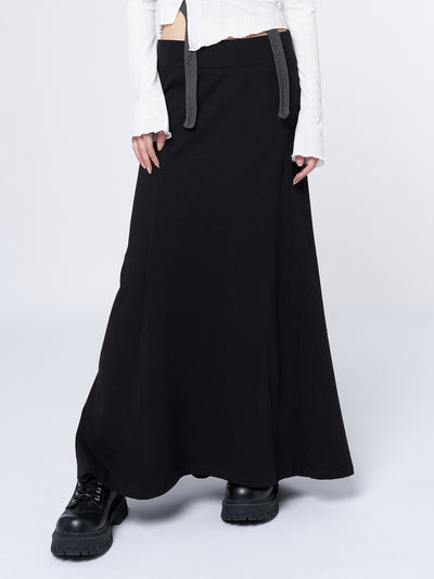 Aria Black Lined Maxi Skirt - Minga EU
