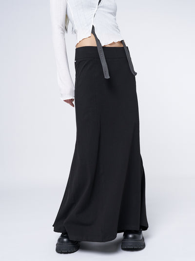 Aria Black Lined Maxi Skirt - Minga EU
