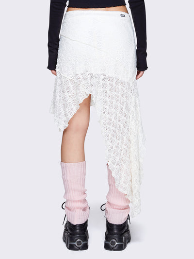 Audrey Lace Ruffled Asymmetrical Skirt