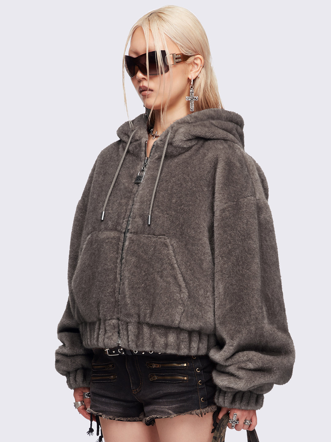 Cat Ear Faux Fur Plush Jacket in Brown | Minga London – Minga