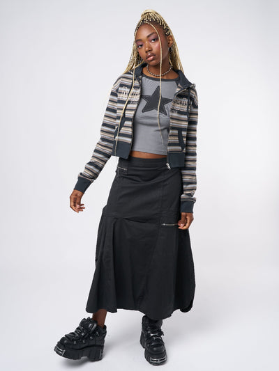 Deba Striped Zip Up Hoodie