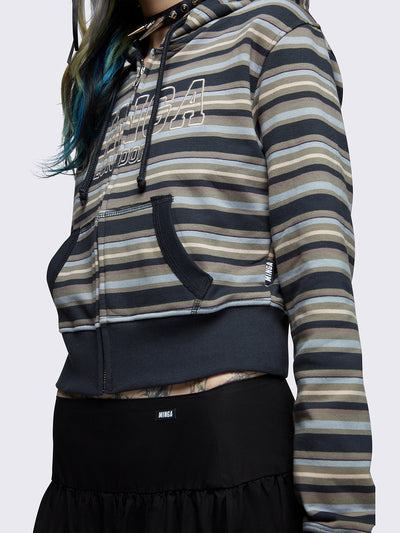 Deba Striped Zip Up Hoodie