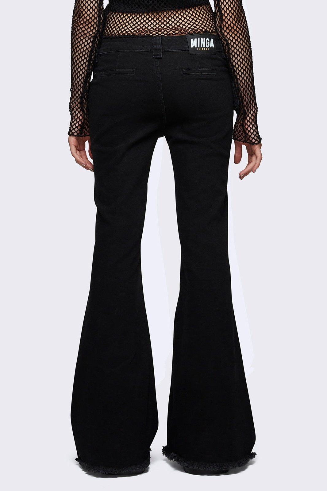 Black Belted Distressed Flare Jeans | Minga London – Minga London EU