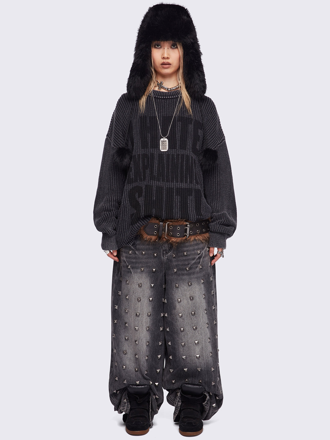 GADID ANONIEM】GRAPHIC KNIT STOLE GADID ANONIEM】GRAPHIC KNIT