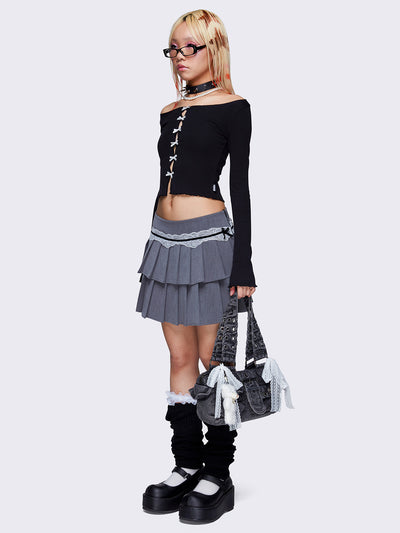 Elodie Grey Pleated Mini Skirt