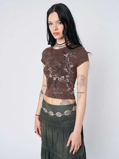 Find Yourself Brown Graphic Baby Tee