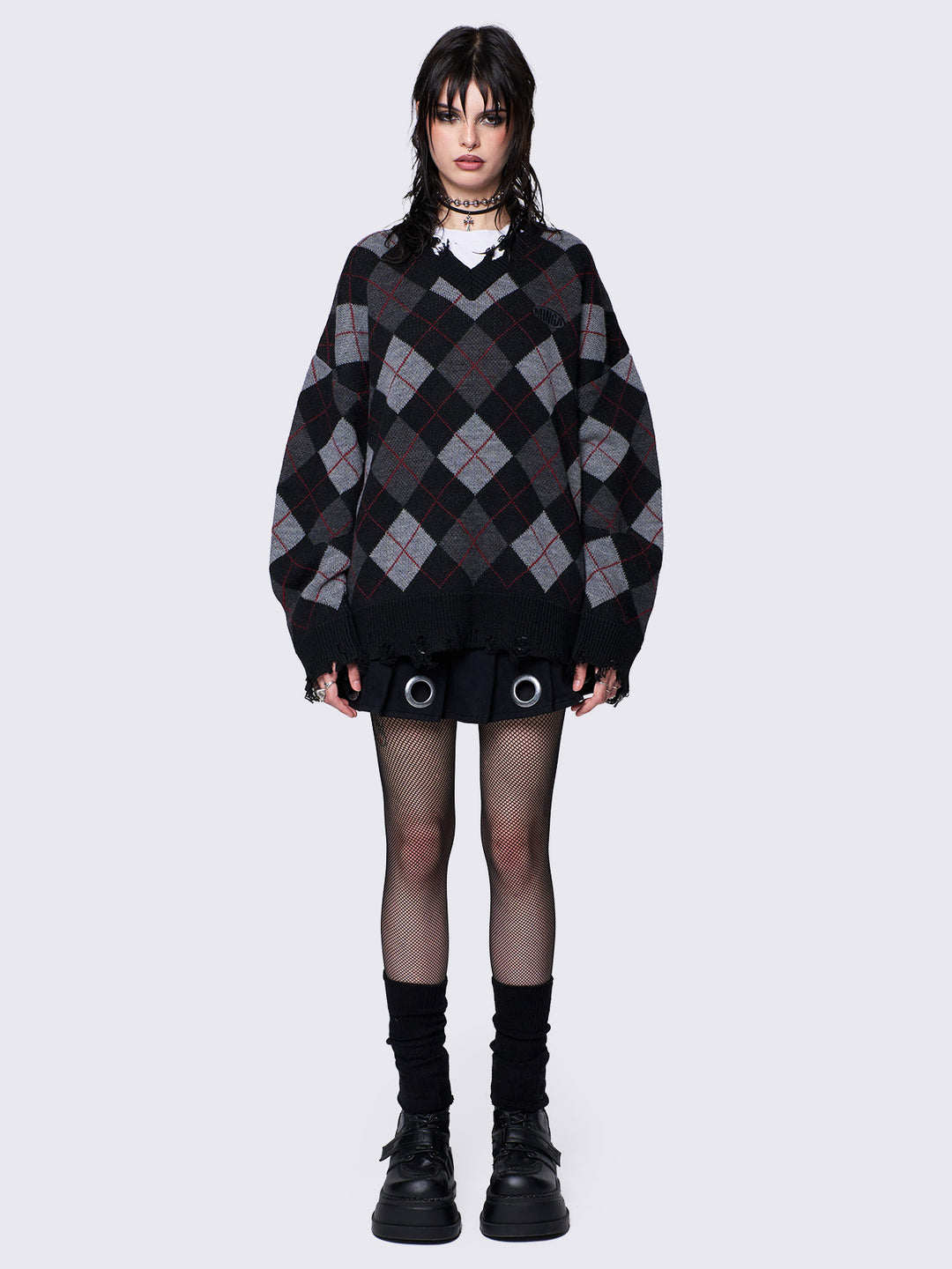 ★ADAUL★ Lettering coloring argyle check long muffler black Frank_Argyle_Sweater2_720x.jpg