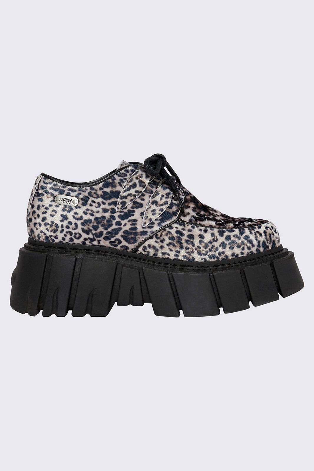 Chunky creeper platform shoe in leopard print