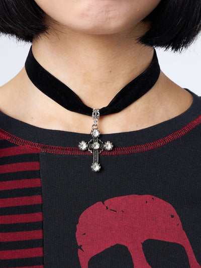 Gothic Cross Pendant Choker Necklace