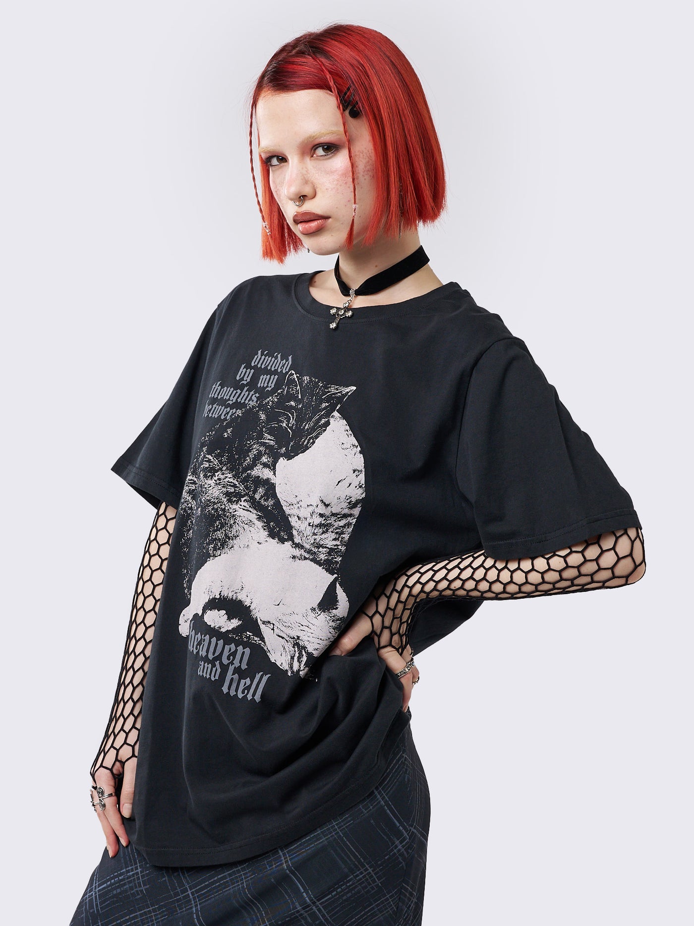Heaven & Hell Cat Graphic T-shirt