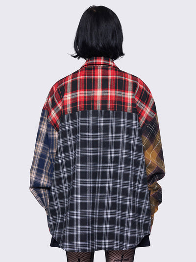 Indie Patchwork Plaid Shirt