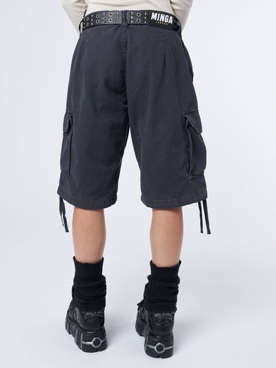Issa Black Long Cargo Shorts