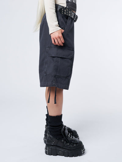 Issa Black Long Cargo Shorts