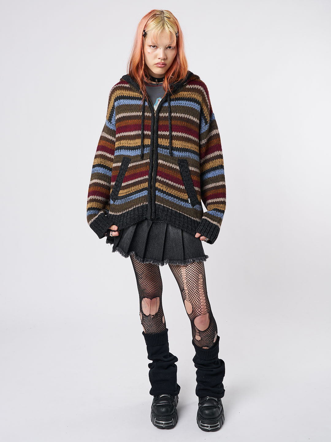 Jacky Oversized Knitted Zip-Up Hoodie