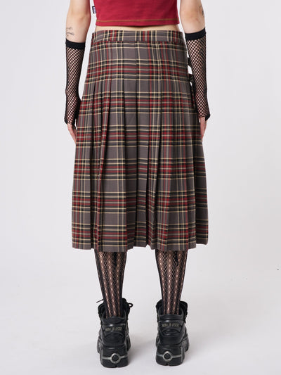 Laurie Pleated Tartan Midi Skirt - Minga EU