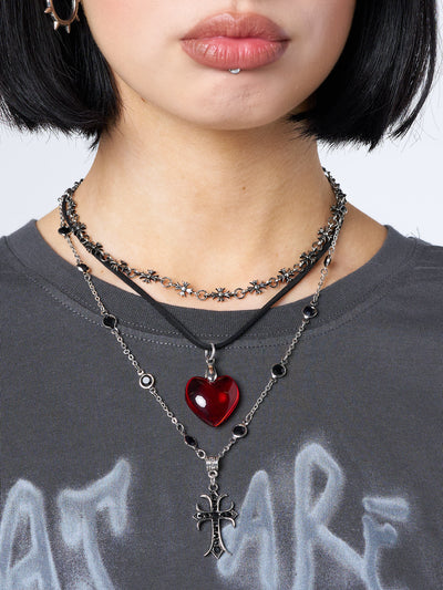Love Heart & Cross Pendant Necklace