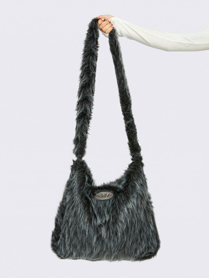 Black fluffy cross body bag on sale