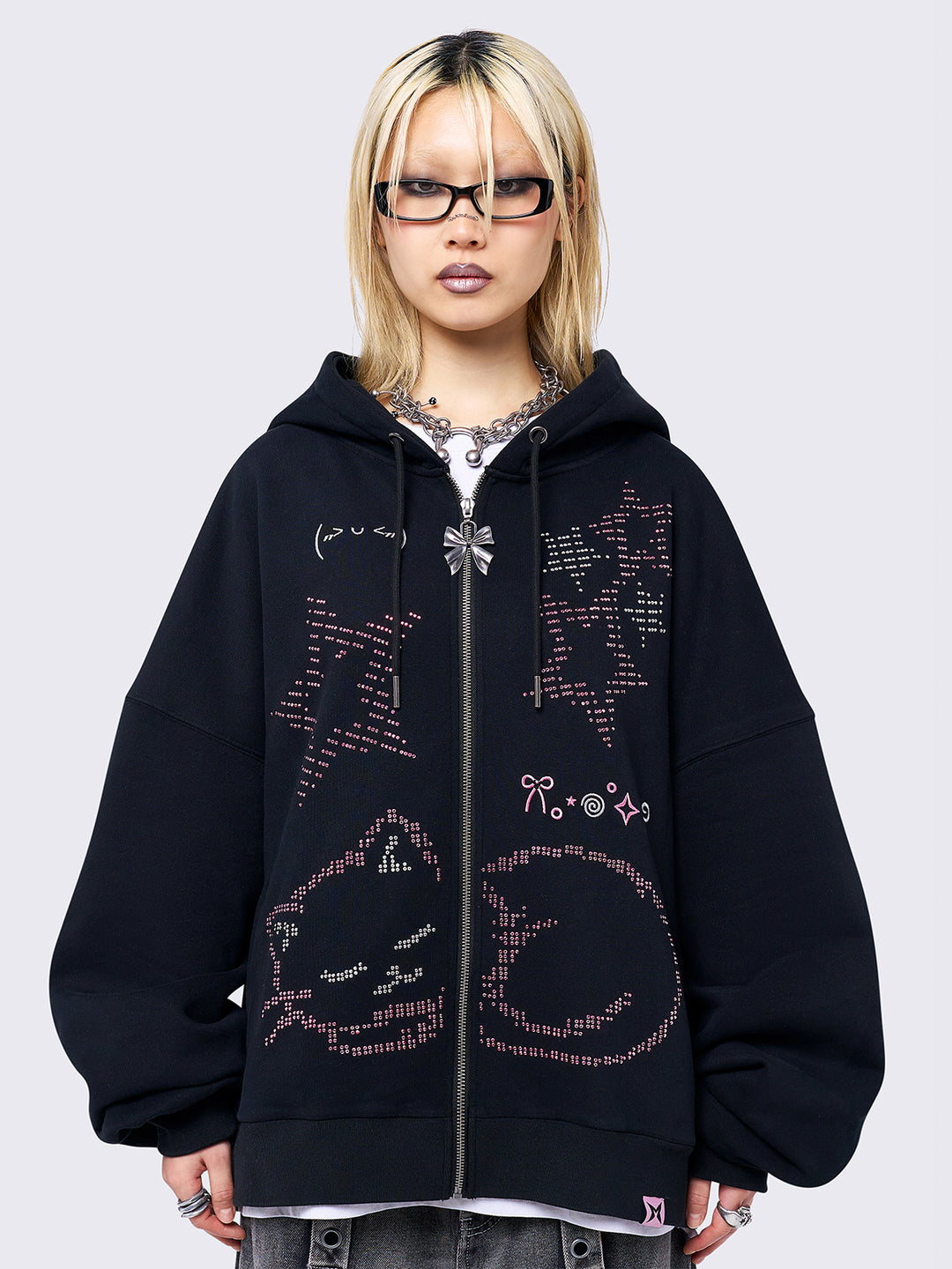 【2plan】Deepline printed sweatshirt DedWrldWide Superline Zip Up Collab