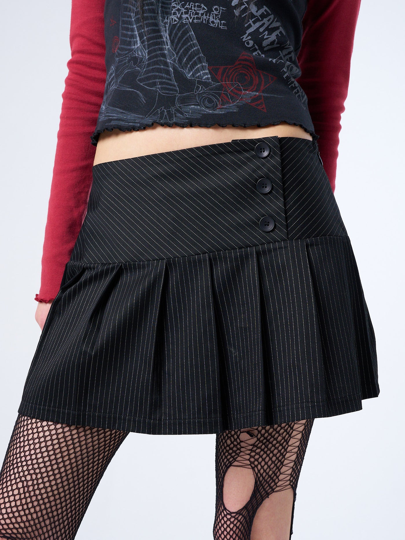 Romy Pinstripe Pleated Mini Skirt
