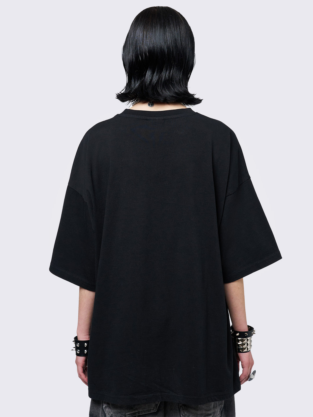 Black Oversized Grunge Graphic T-shirt | Minga London
