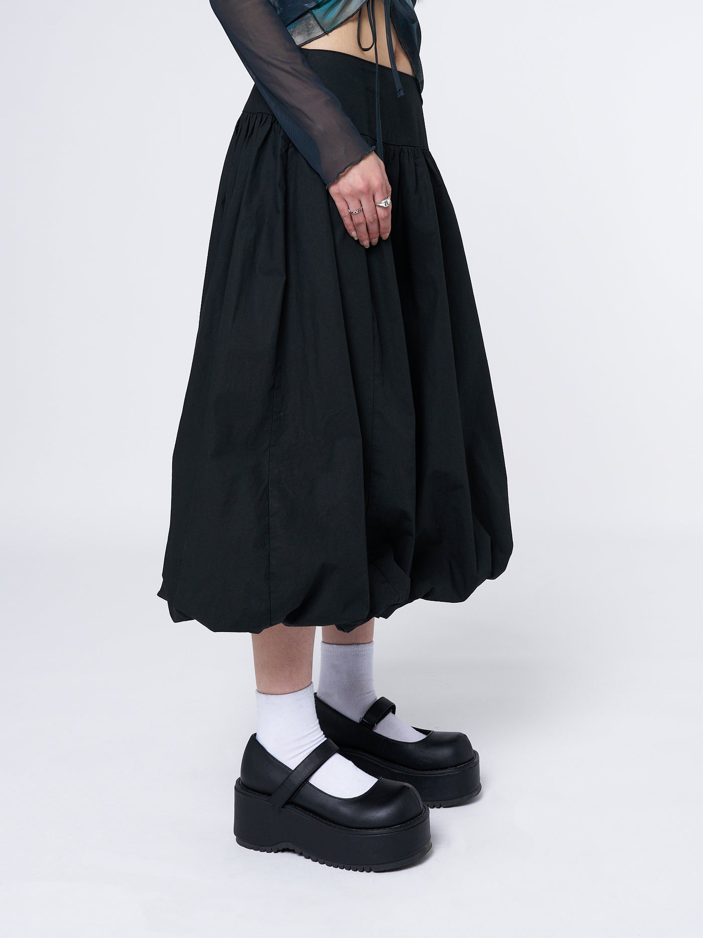 Suya Black Bubble Midi Skirt - Minga EU