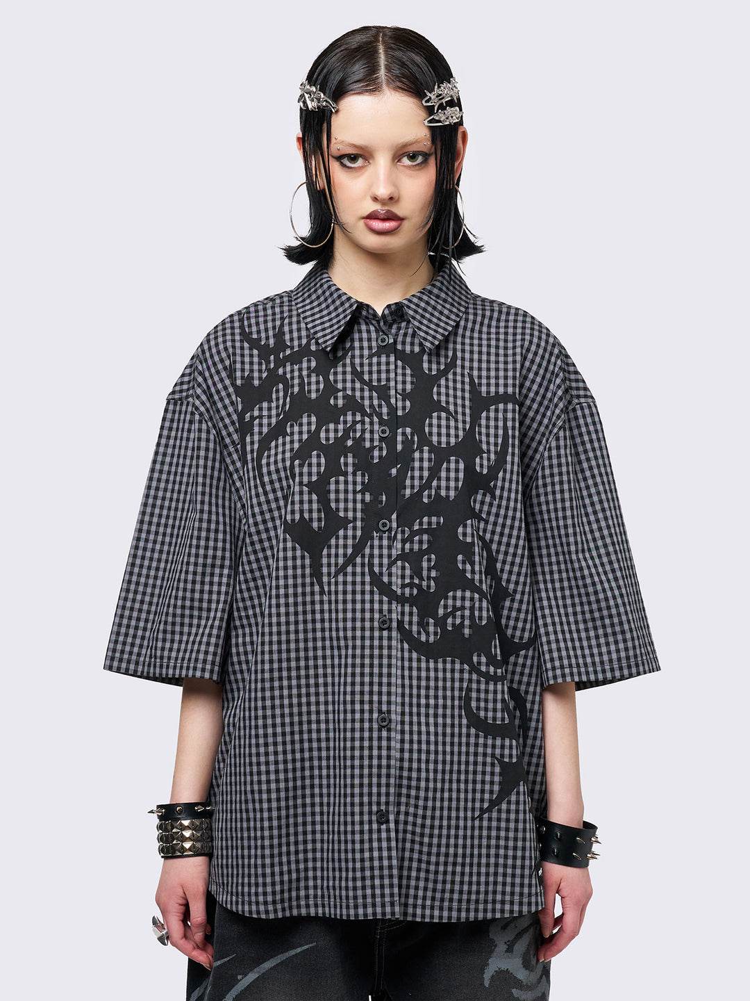 Oversized check pattern SH /柄GRY Tattooed_Check_Shirt1_1080x.