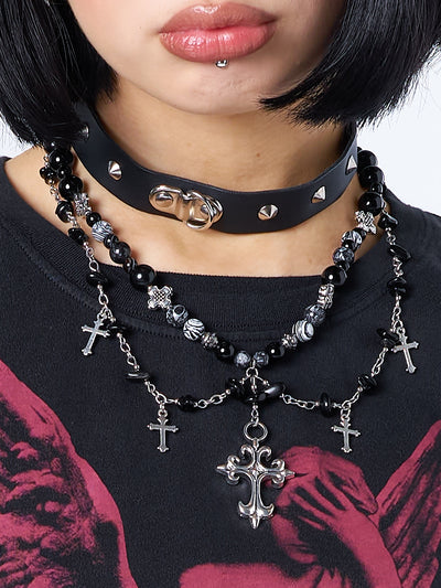 Twilight Cross Beaded Pendant Necklace