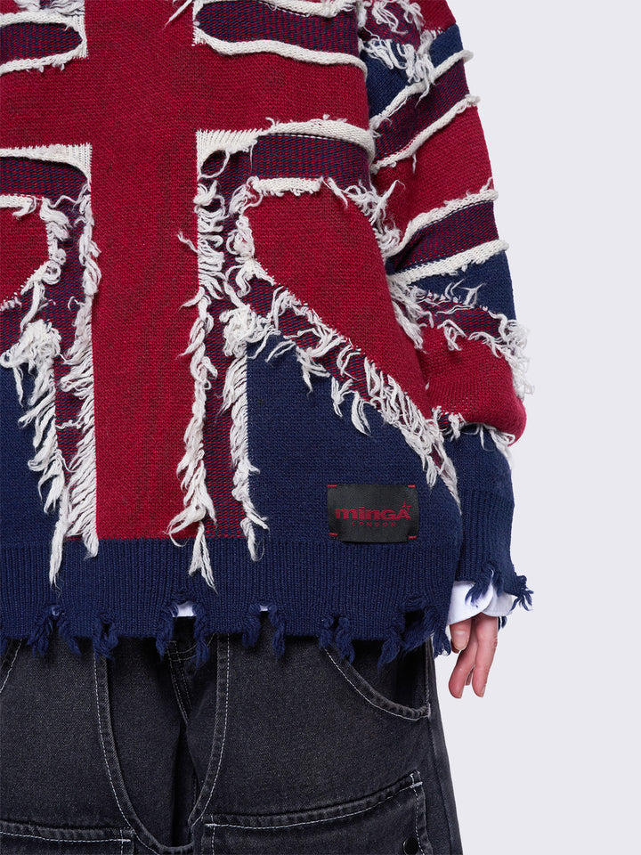 Union Jack Distressed Knit Sweater - UK flag | Minga London
