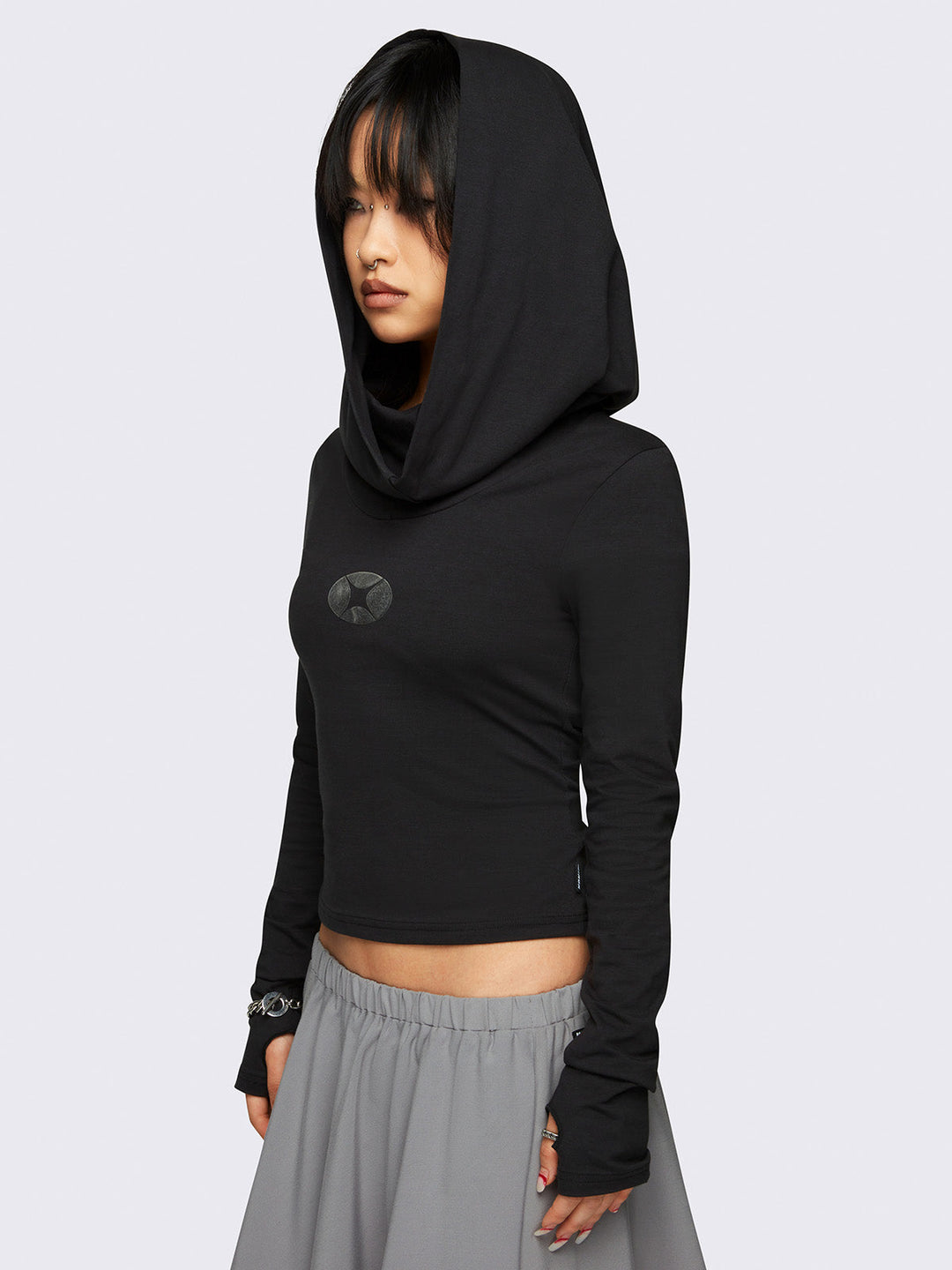 Black Hooded Top with Cowl Neck Minga London Minga London EU