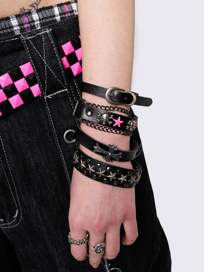 Baddie Energy Leather Bracelet Set
