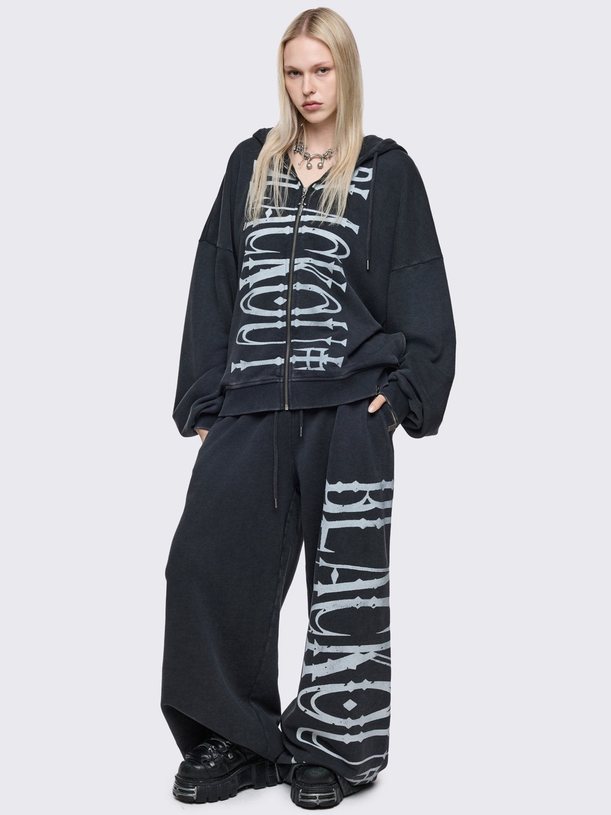 Grey washed sweatpants with 