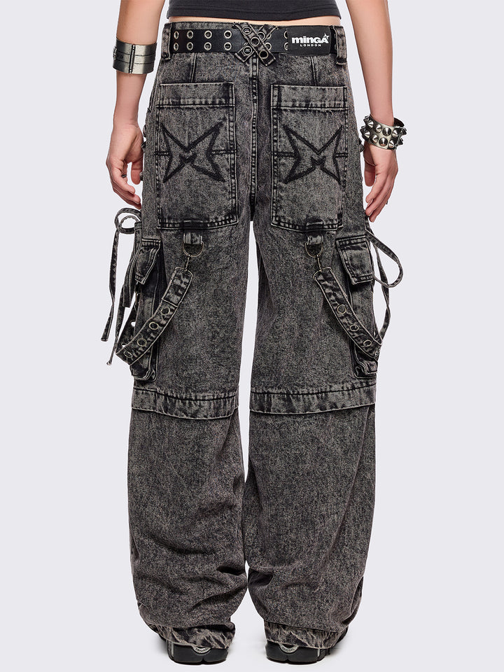 Washed Grey Multipocket Cargo Jeans | Minga London – Minga London EU