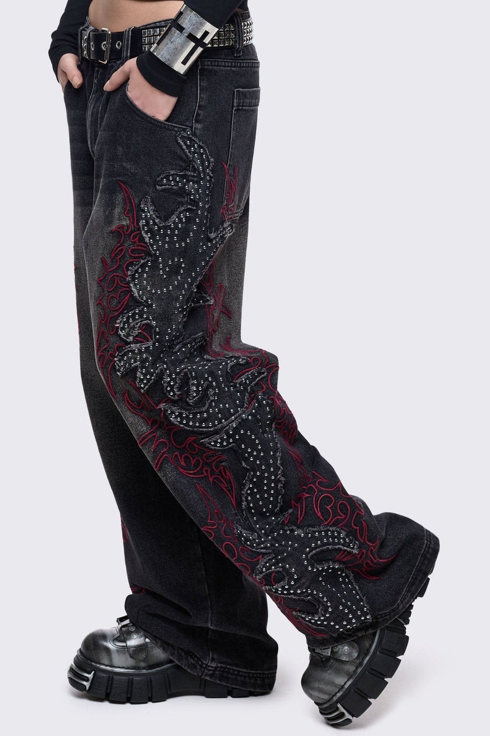 2000's archive 刺繍grunge denim pants Grunge & Y2k Baggy Jeans - Denim Collection | Minga London