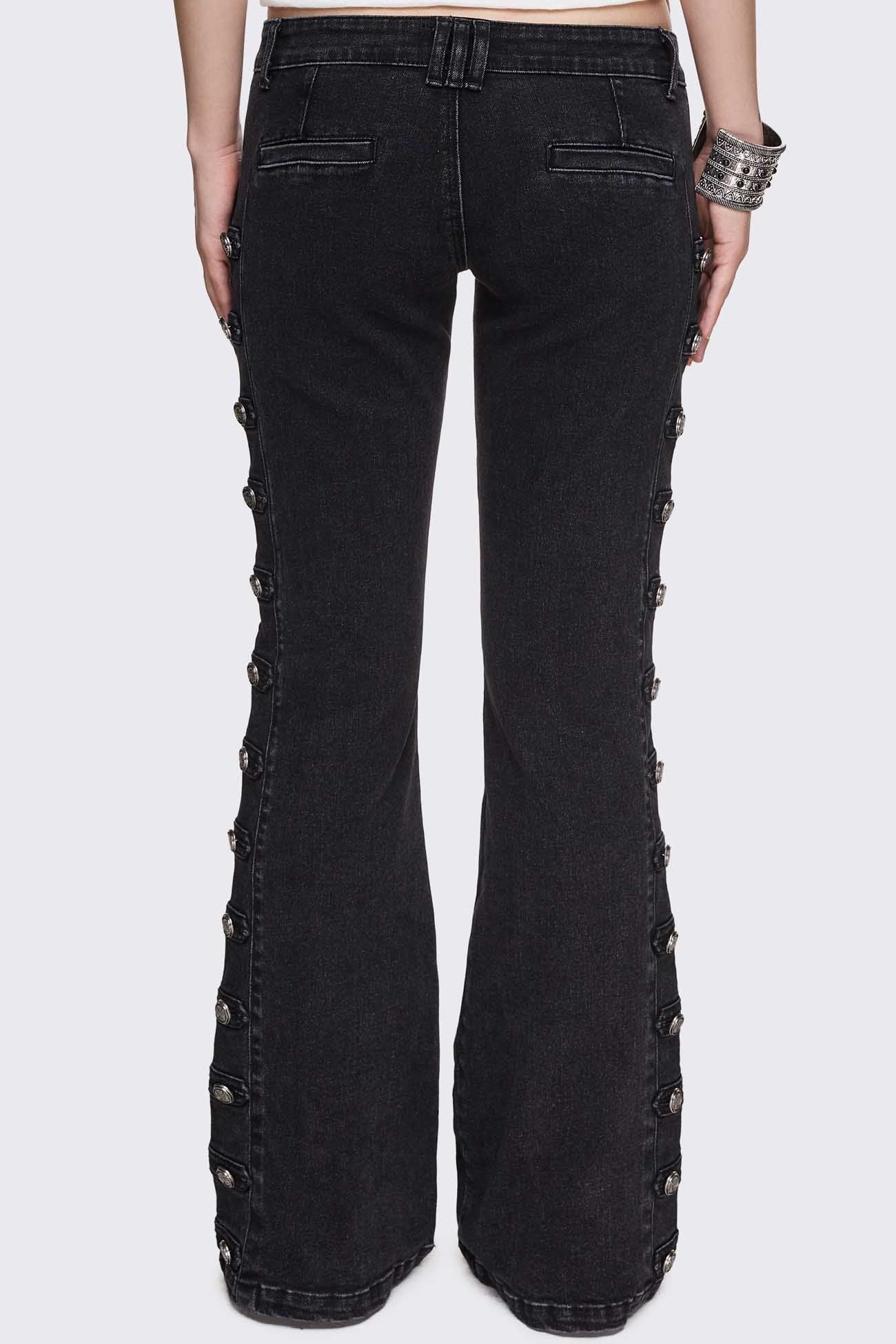 Black Flare Jeans with Military Detail | Minga London – Minga