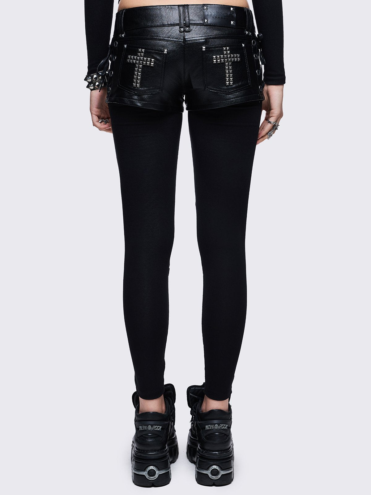 Black lace up details.