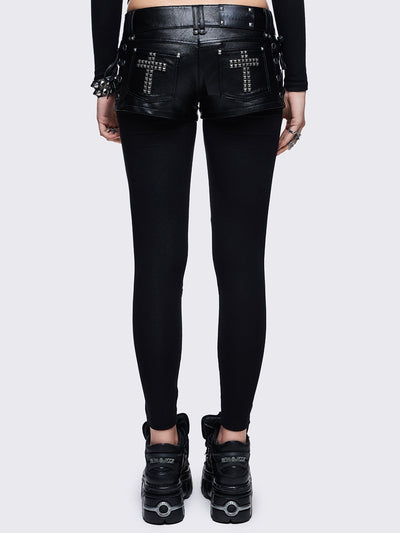 Black lace up details.