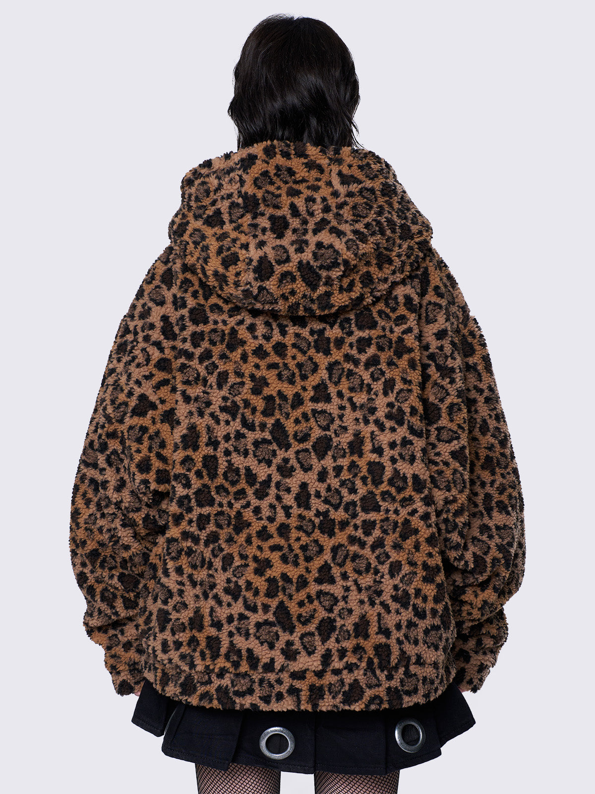 Leopard Print Borg Fleece Oversized Zip Up Hoodie Jacket Minga London Minga London EU