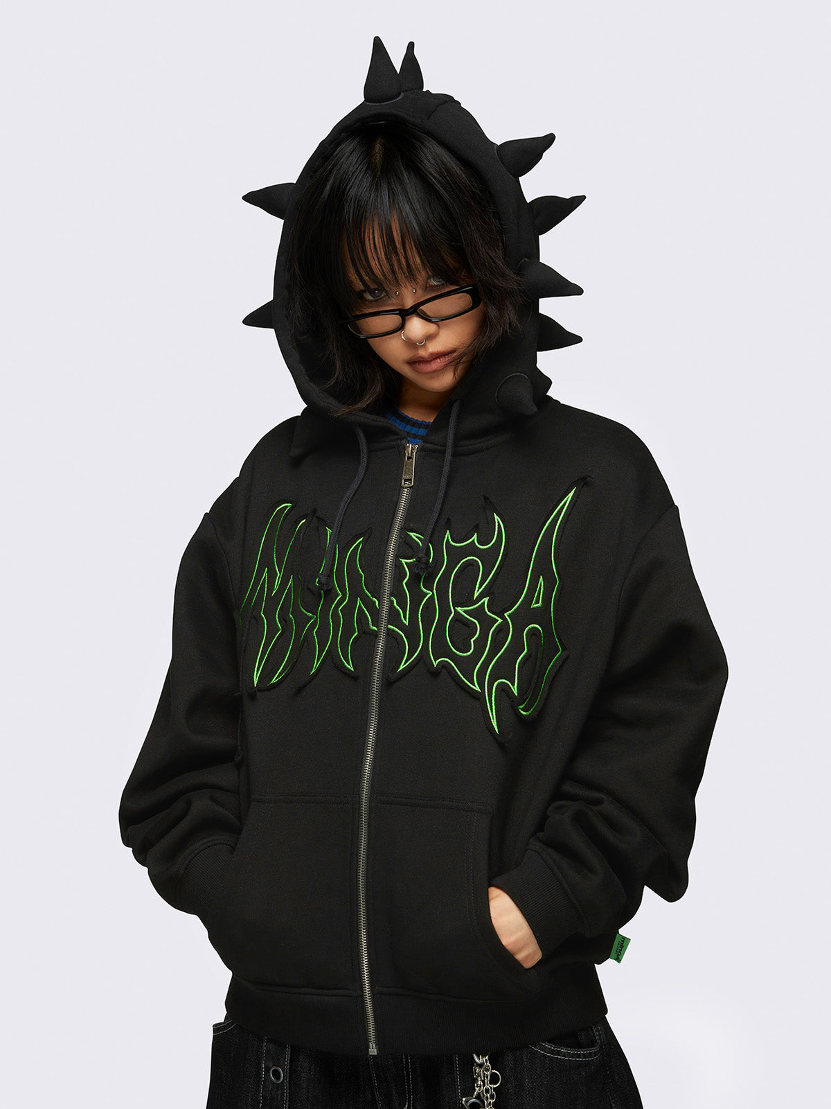 Black hoodie with neon green best sale