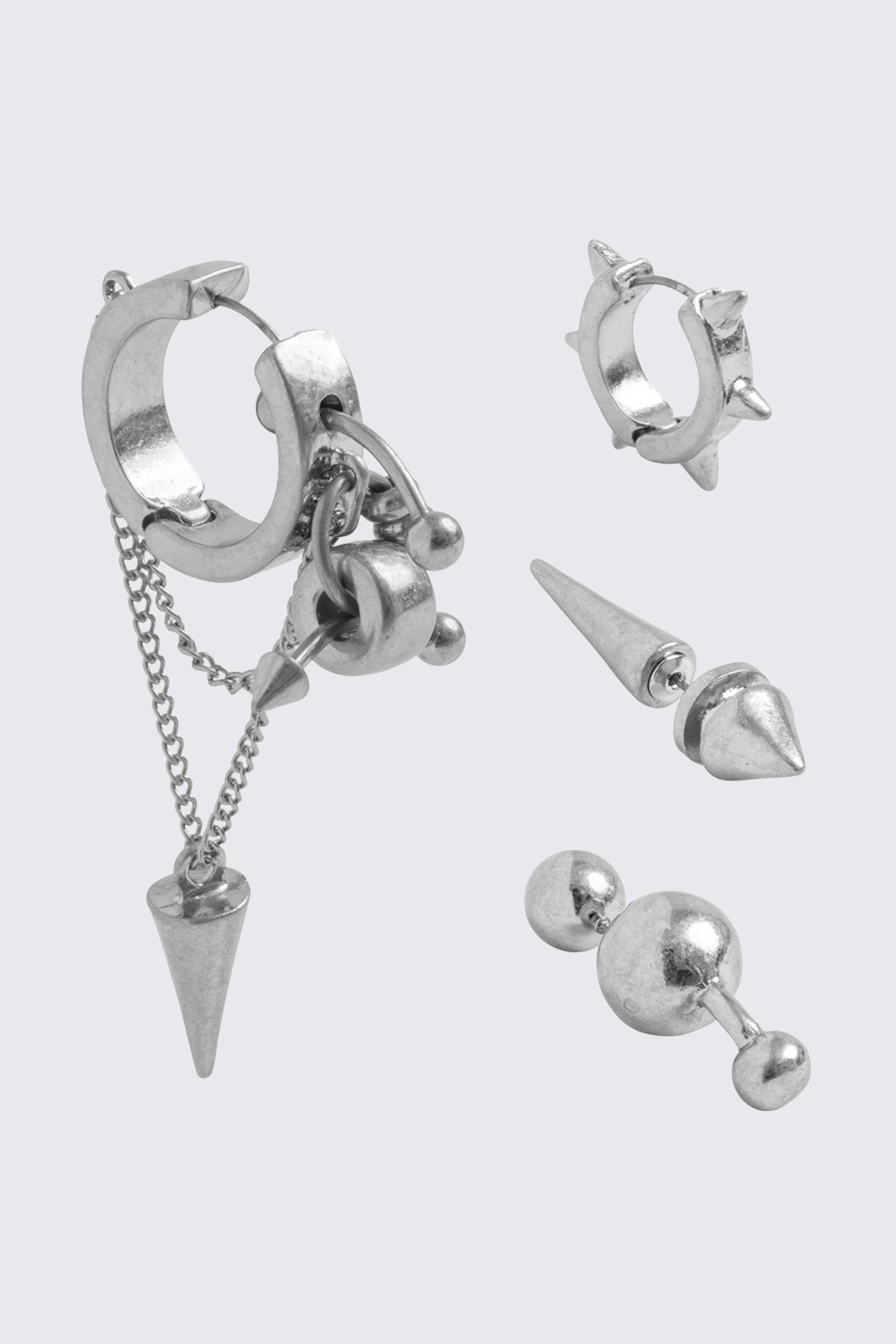 Silver 4 pc chunky earring set. 