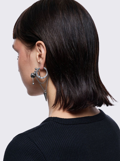 Silver 4 pc chunky earring set. 