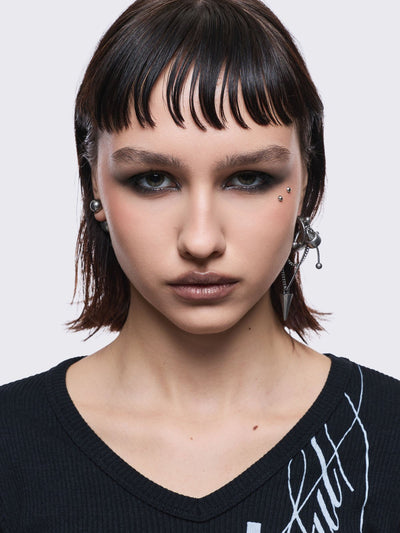 Silver 4 pc chunky earring set. 