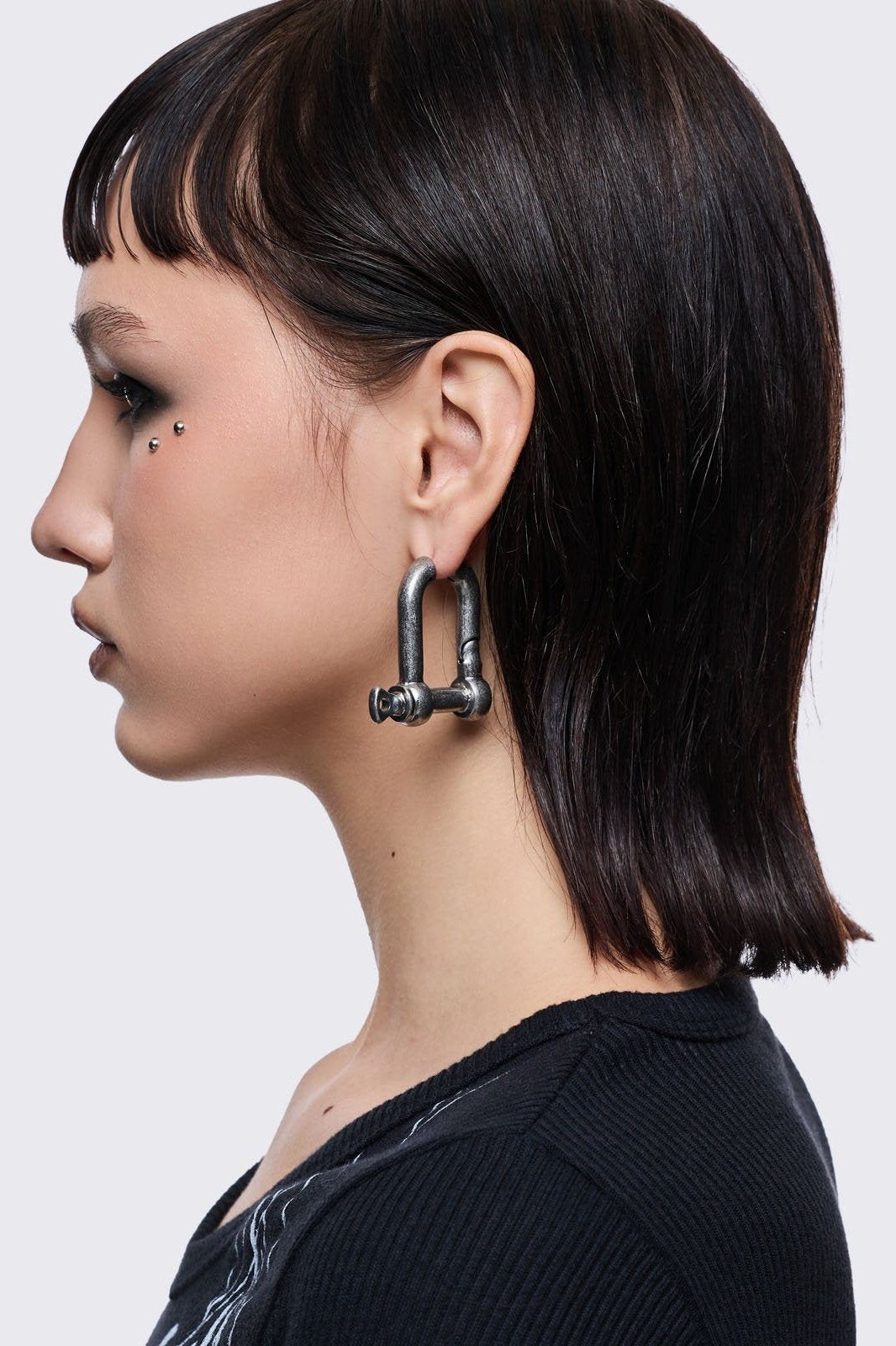 Silver 6pc earring set with nut, bolt and more hardware designs