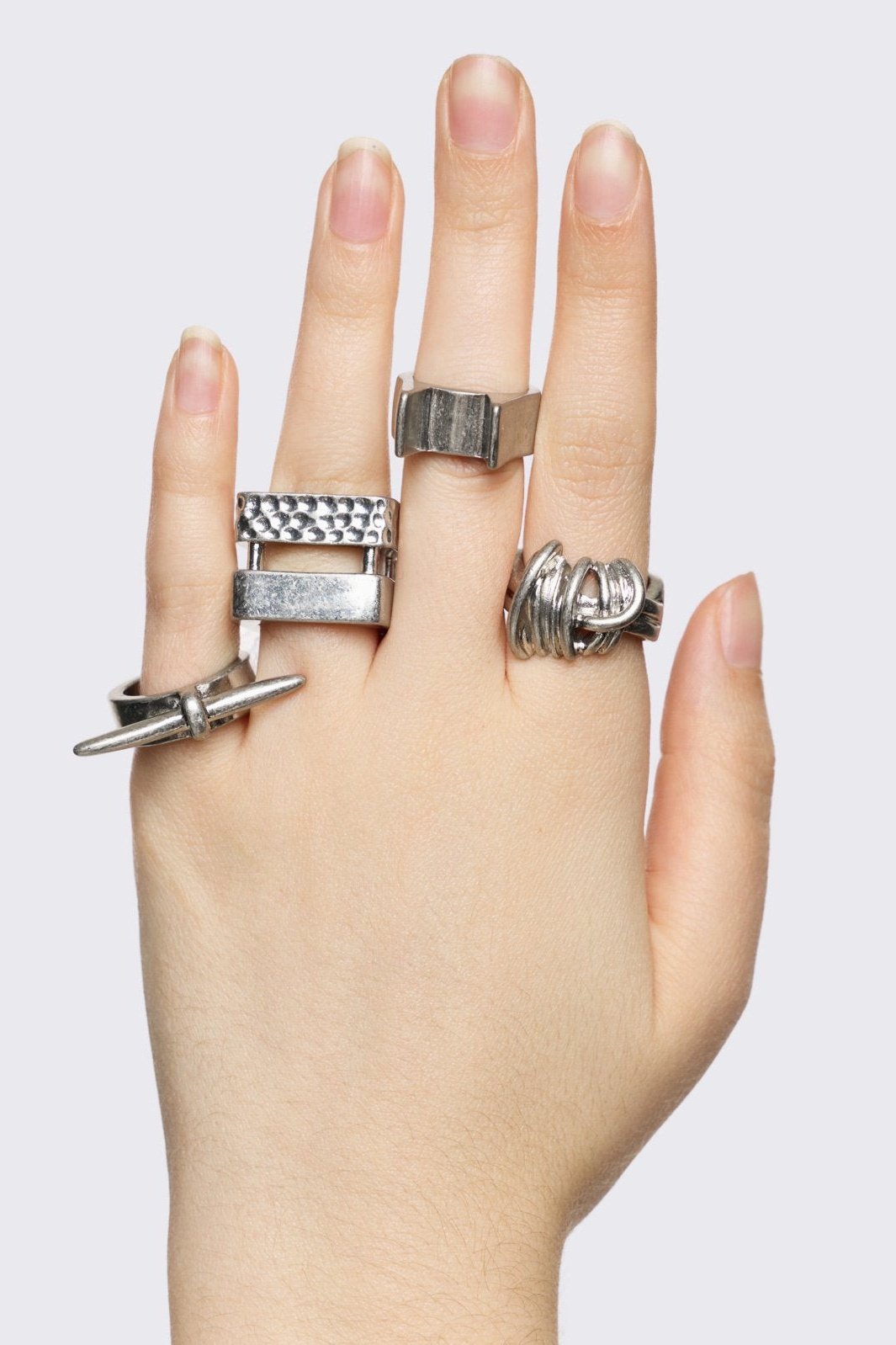 Grunge Silver Ring Set | Minga London