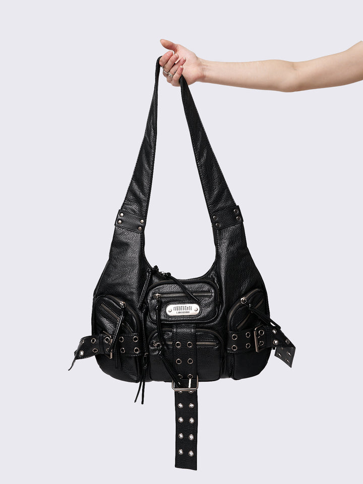 Faux leather shoulder bag best sale